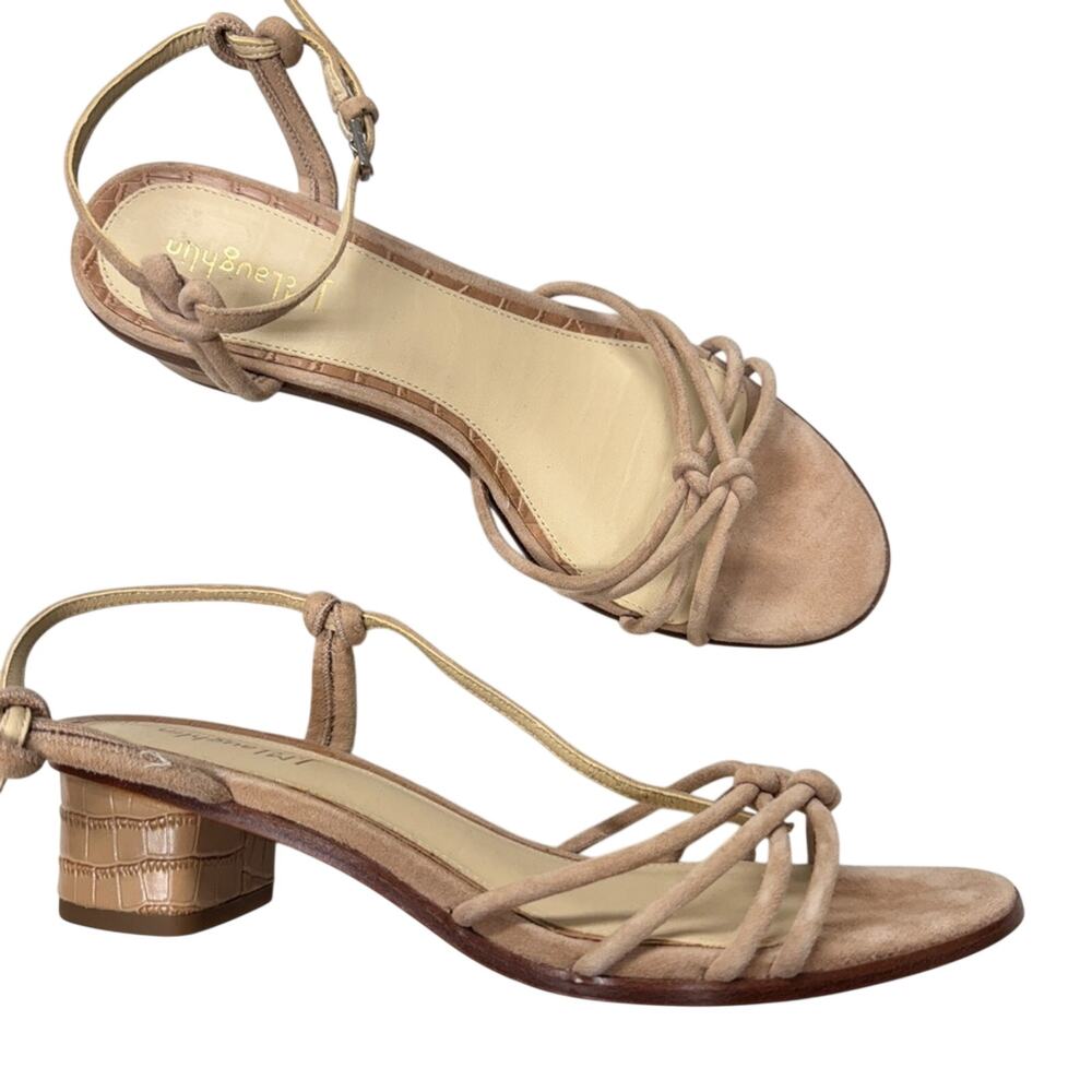 J McLaughlin Tan Leather Strappy Kitten Heels Sandals Womens 9 Summer Beachy